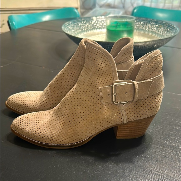 Perforated Suede Ankle Boots - Taupe - Picture 1 of 5
